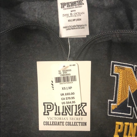 Victoria’s Secret PINK Navy Half Zip Jacket XS NWT - Picture 6 of 7